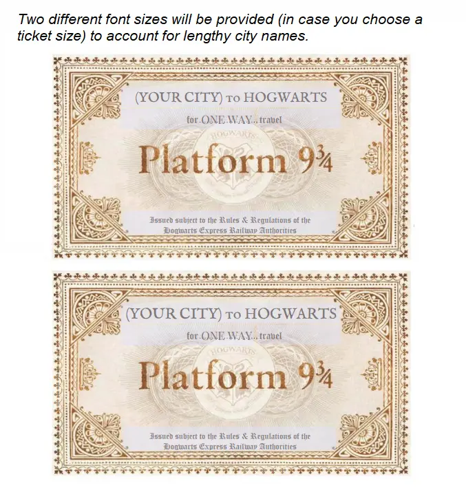 Editable Hogwarts Express ticket