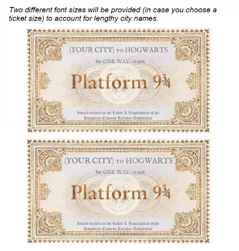 Editable Hogwarts Express ticket