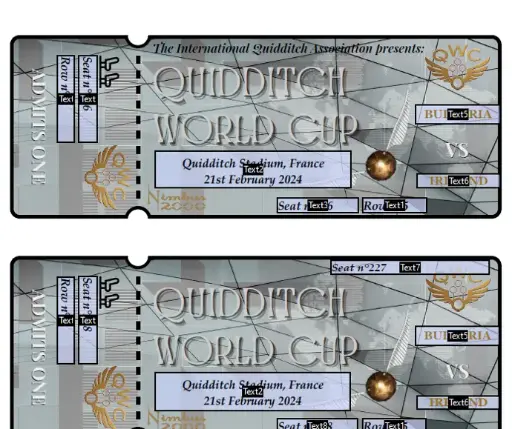 Editable Quidditch tickets