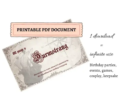 Printable Durmstrang Ship Tickets
